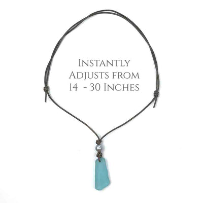 Tapered Dark Amber Sea Glass Leather Necklace  - it's a Bottle Bottom! | #1425